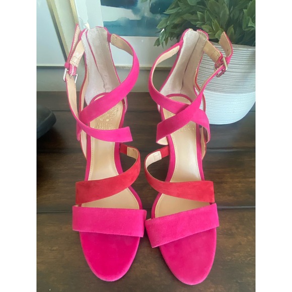 Vince Camuto Chakeetan Heels Sz 8.5 pink red strappy sandals prom - Picture 2 of 7